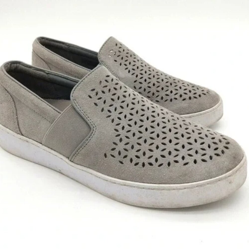 Vionic Kani Slip On Laser Cut Loafers Size 7.5 Gray Sneakers Comfort Shoes Women